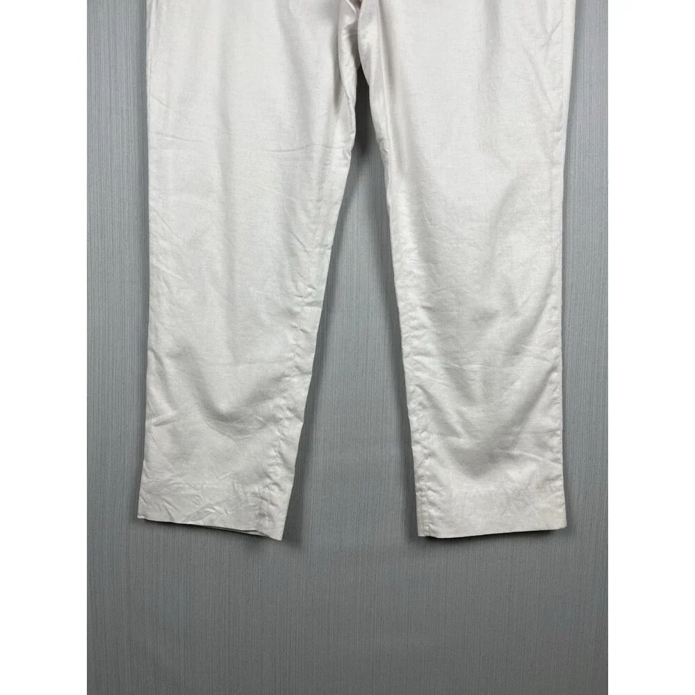Avery White Linen Ankle Trouser Banana Republic Factory Sz 14 EUC Capsule Resort